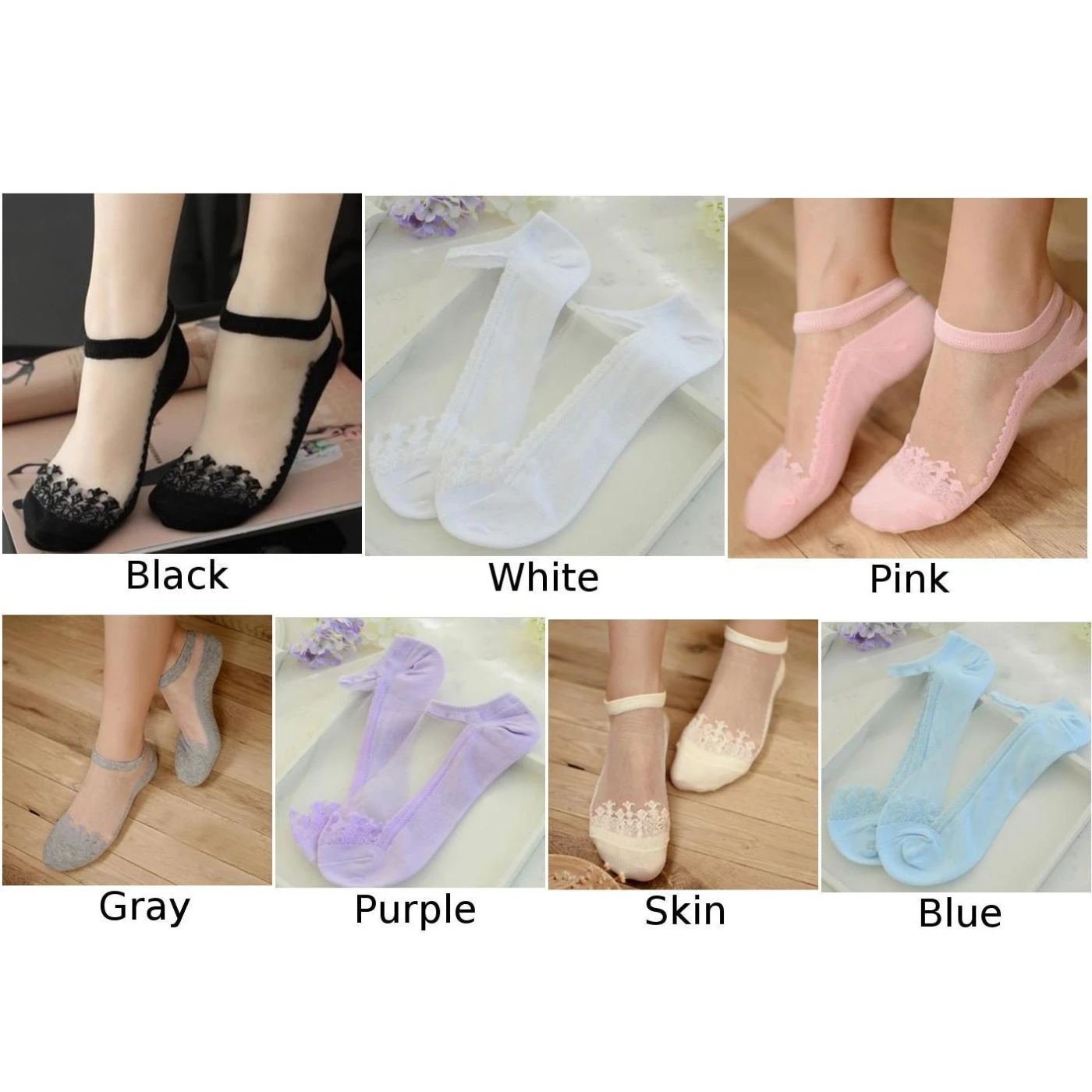 Женские носки чулочно-носочные изделия кружевные супер тонкие дышащие милые