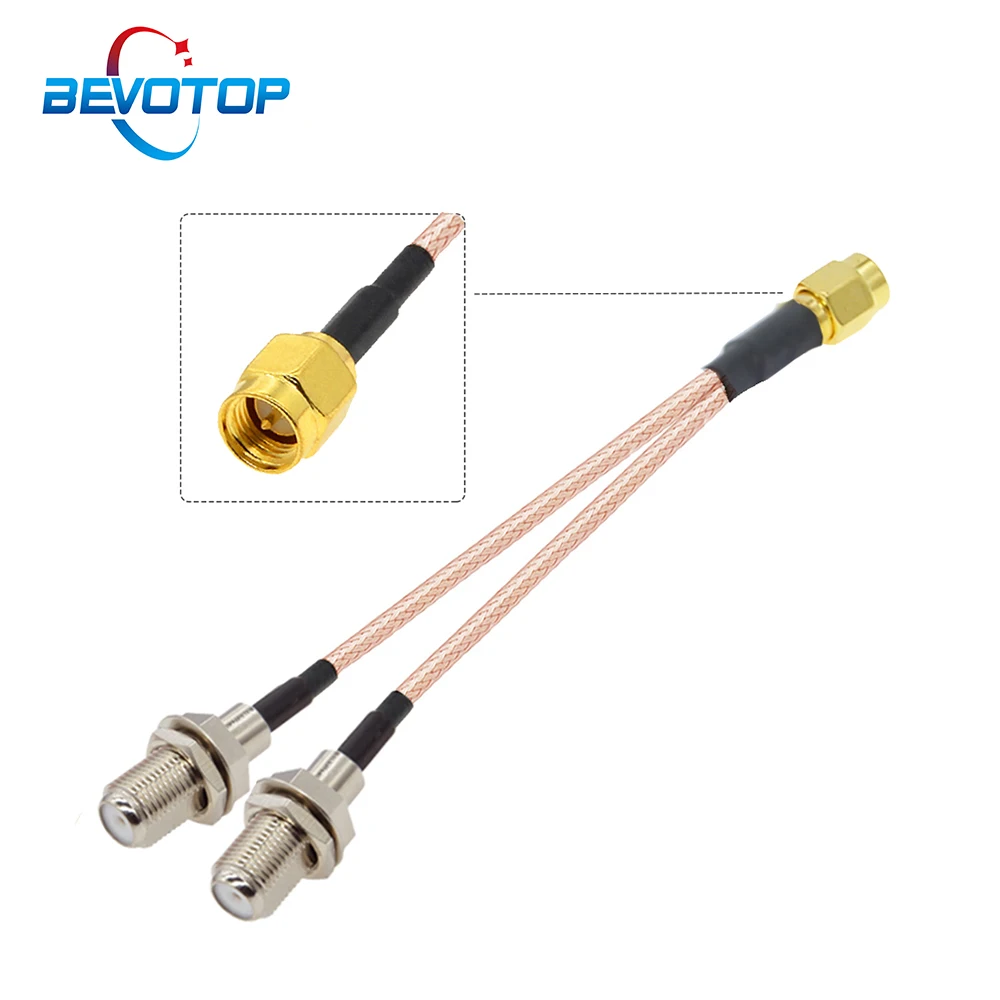 

1 x SMA Male to 2 x F Female Bulkhead Jack 1 to 2 Y Type Splitter Adapter Cable 50 Ohm RG316 Pigtail Coaxial Extension Cord