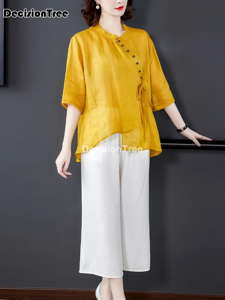 

2021 chinese traditional style woman clothing set stage performance costumes woman linen suit chinese ancient elegant costumes