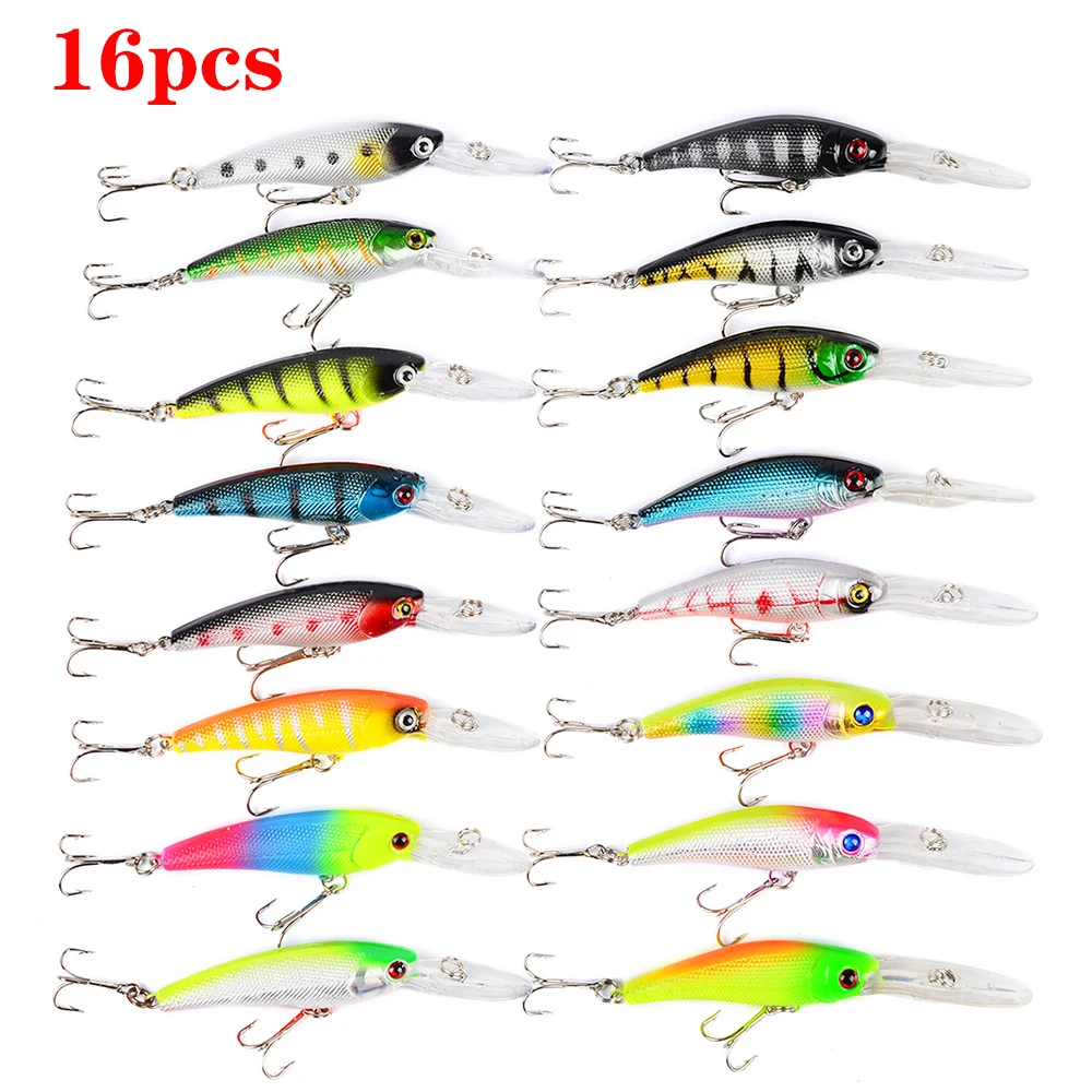 

Lidafish 16pcs set Mixed Minnow Fishing Lure Kits Artificial CrankBaits 3D Eyes Wobblers Treble hooks Bass Pike Fishing Bait