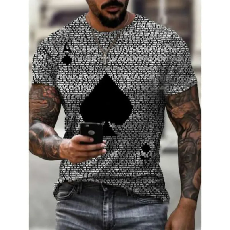 

2021 latest hot sale retro style printed T-shirt | Poker | Vikings | Flag pattern street style round neck breathable all-match