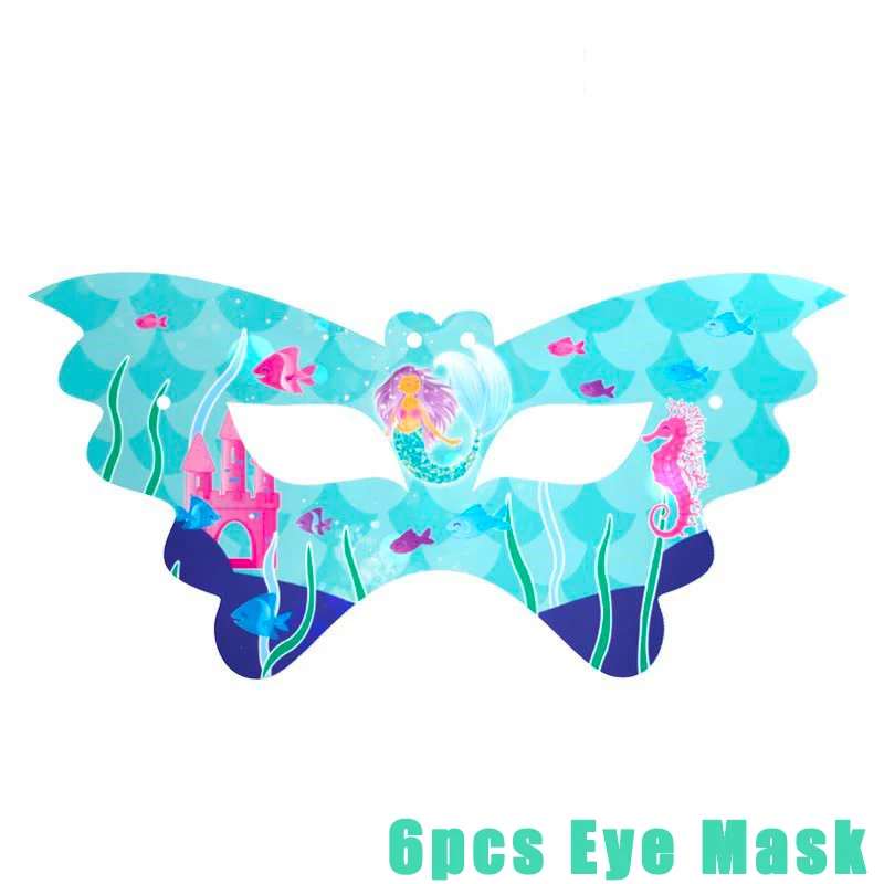 6pcs eye mask Русалка девичий тематический счастливый день рождения фото держатель рамка стенд реквизит океан море ребенок душ девочка праздник день рождения украшения Дети - Цвет: 6pcs eye mask