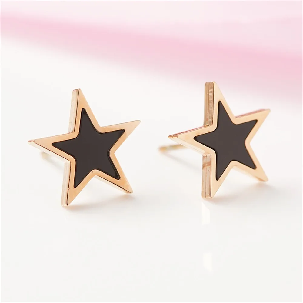 Женские Простые черные серьги с пятиконечной звездой в Корейском стиле |