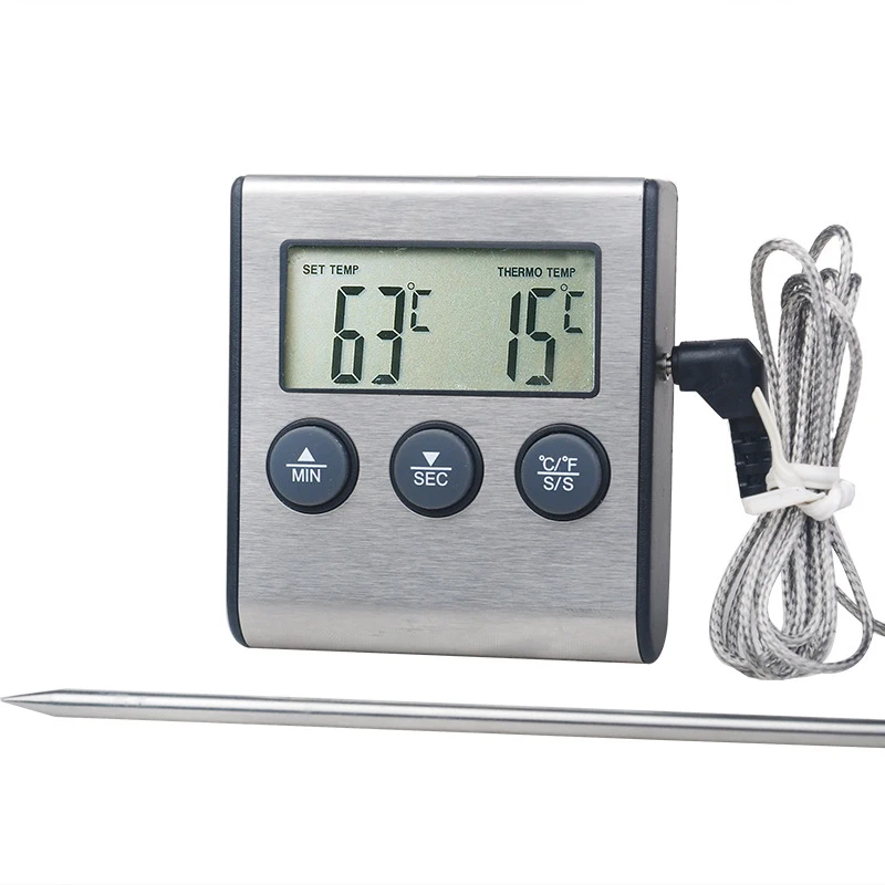 

Digital Oven Thermometer Kitchen Food Cooking Grilling Meat BBQ Thermometer And Timer Water Milk Wine Liquid Temperature Probe