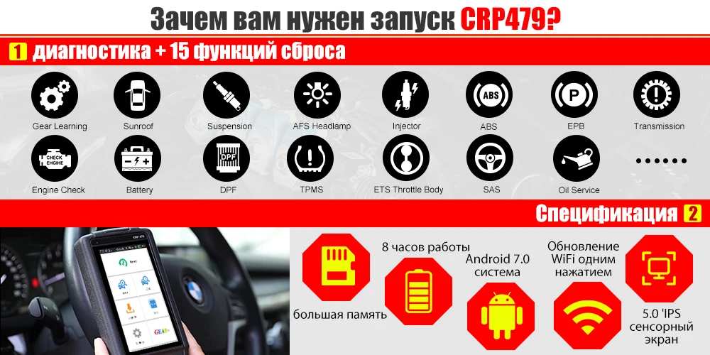 Launch X431 CRP479 OBD2 сканер ABS EPB DPF Сброс масла OBD2 считыватель кода launch X431 PK CRP429C EOBD ODB2 OBD 2 Автомобильный сканер