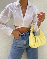 2021 summer women%e2%80%99s casual long sleeve cardigan fashion solid color lapel bandage exposed navel shirt