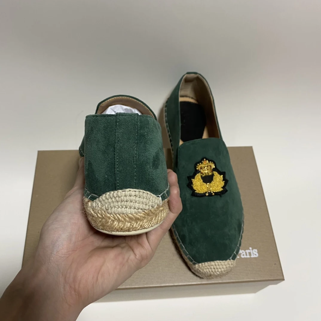 

Men Luxury Designer Espadrille Embroidery Low Top Original Quality Red Bottom Green Flat Shoes Rubber Sole With Box
