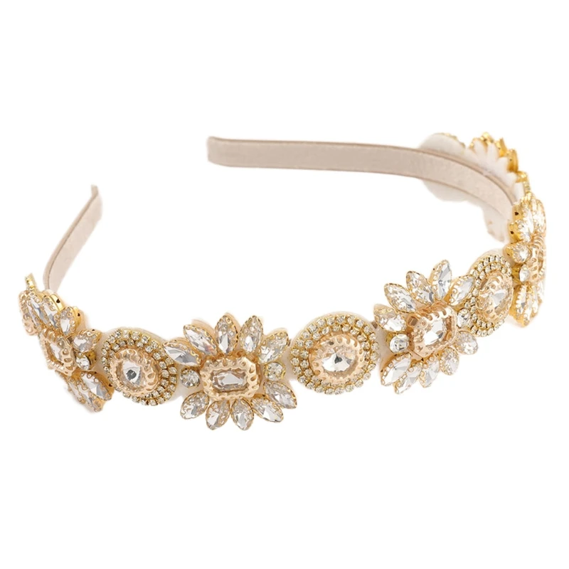 

Этническая Радужная стеклянная повязка на голову с цветочным орнаментом блестящие разноцветные стразы металлический обруч для волос винт...