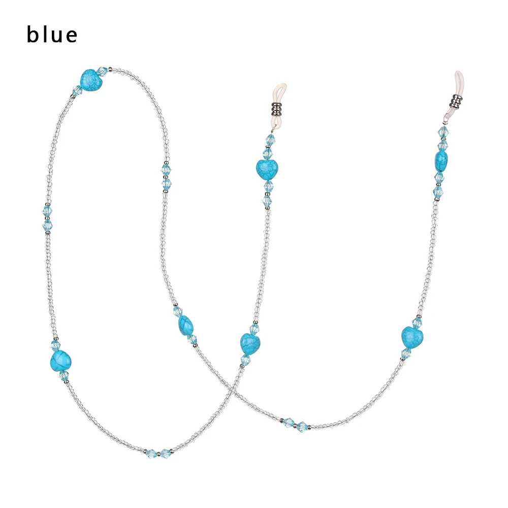 blue 1 шт. новые модные, в форме сердца, очки для чтения из бисера, солнцезащитные очки с цепочкой очки с эластичной лентой Спортивные очки веревка шейный ремень - Цвет: blue