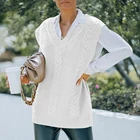 Модный свитер без рукавов, жилет, вязаный женский свободный топ для отдыха, Приталенный топ, женская мягкая повседневная одежда, женская одежда