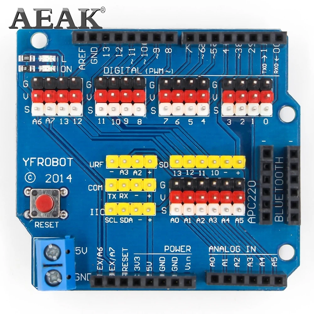 Плата расширения AEAK sensor Shield UNO R3 V5.0 Электрический модуль uno r3 новинка|Интегральные
