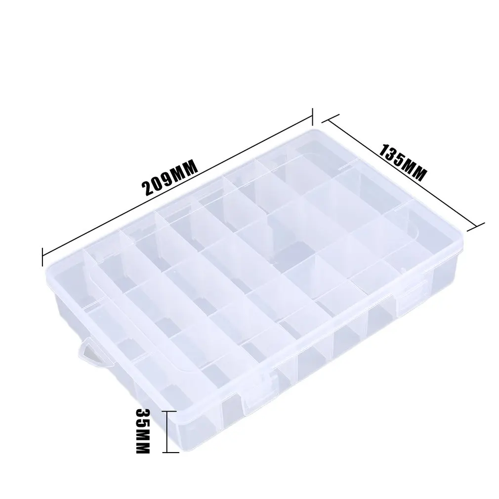 

24 Compartment Slots Cells Portable Tool Box Electronic Parts Screw Beads Ring Jewelry Plastic Storage Box Container Holder