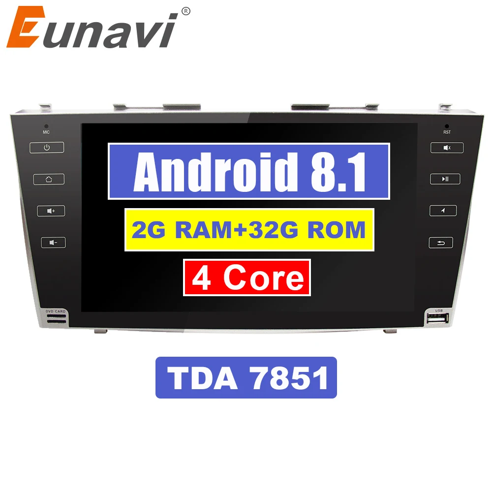 Автомагнитола Eunavi 9 дюймов 1024*600 2 din Android 8 1 GPS стерео для toyota camry 2007 2008 2009 2010 2011 bluetooth