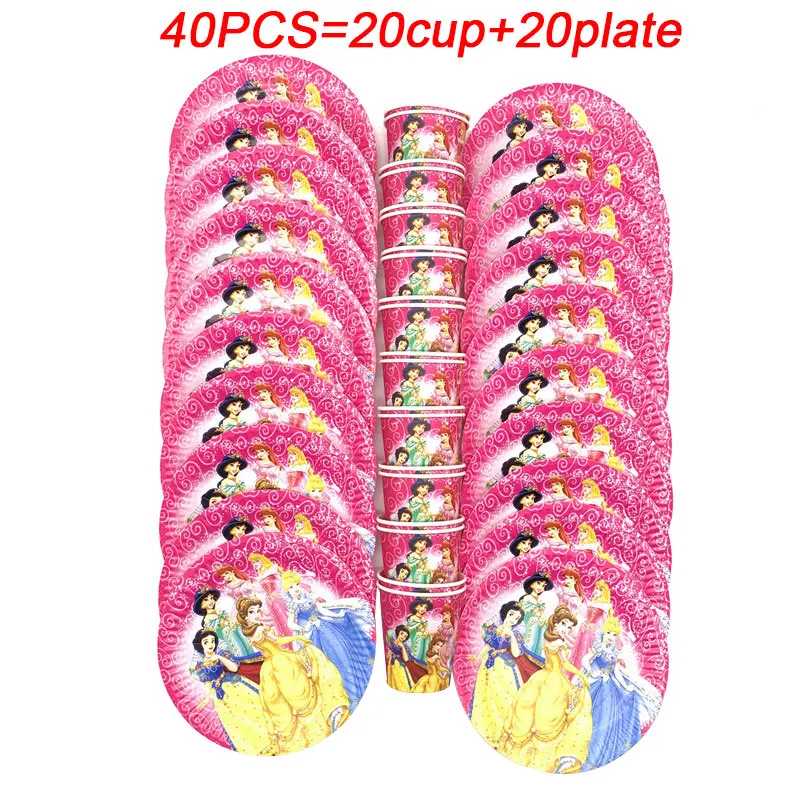 

Disney Princess Party Decorations Set for Kids Disposable Tableware Set Paper Napkins Plate Cup Princess Party Supplies