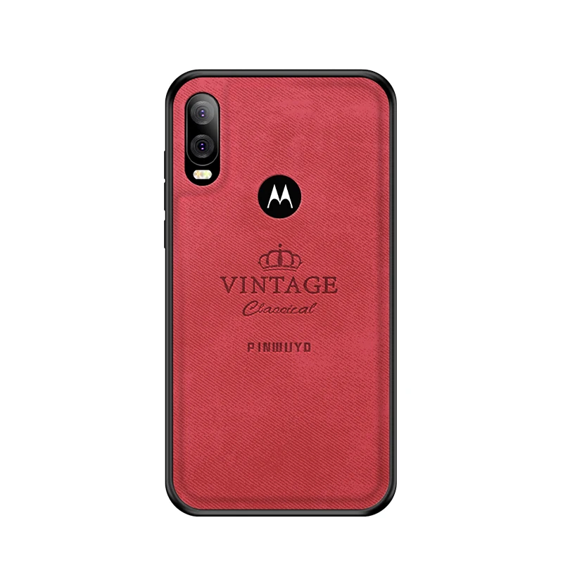 Чехол для Motorola Moto One Vision/P40, Винтажный чехол из кожи ПУ и ПК, Жесткий Чехол, облегающие Чехлы, защитный чехол 6,2'' - Цвет: wine red