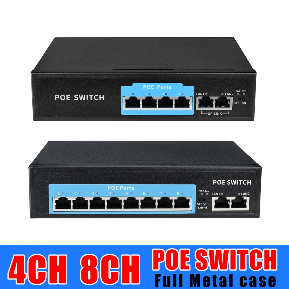 Коммутатор POE с 4-канальным 8-канальным портом IEEE 802,3 AF/AT, коммутатор Ethernet с портом SFP, подходит для IP-камеры/беспроводной точки доступа/фотооборудования