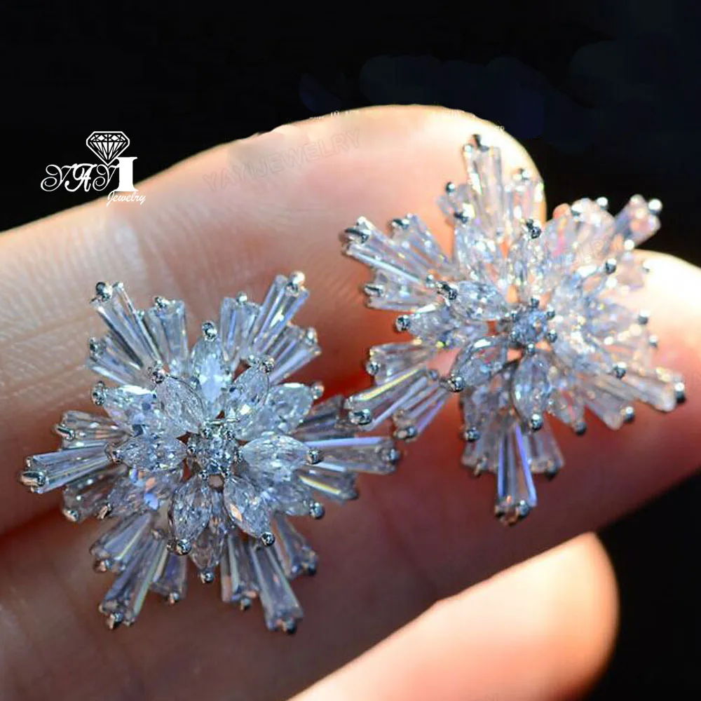 

YaYI Fashion Princess Cut White Natural Cubic Zirconia Silver Color Wedding Party Lover Wear Ear Stud Precious Tassel Earrings