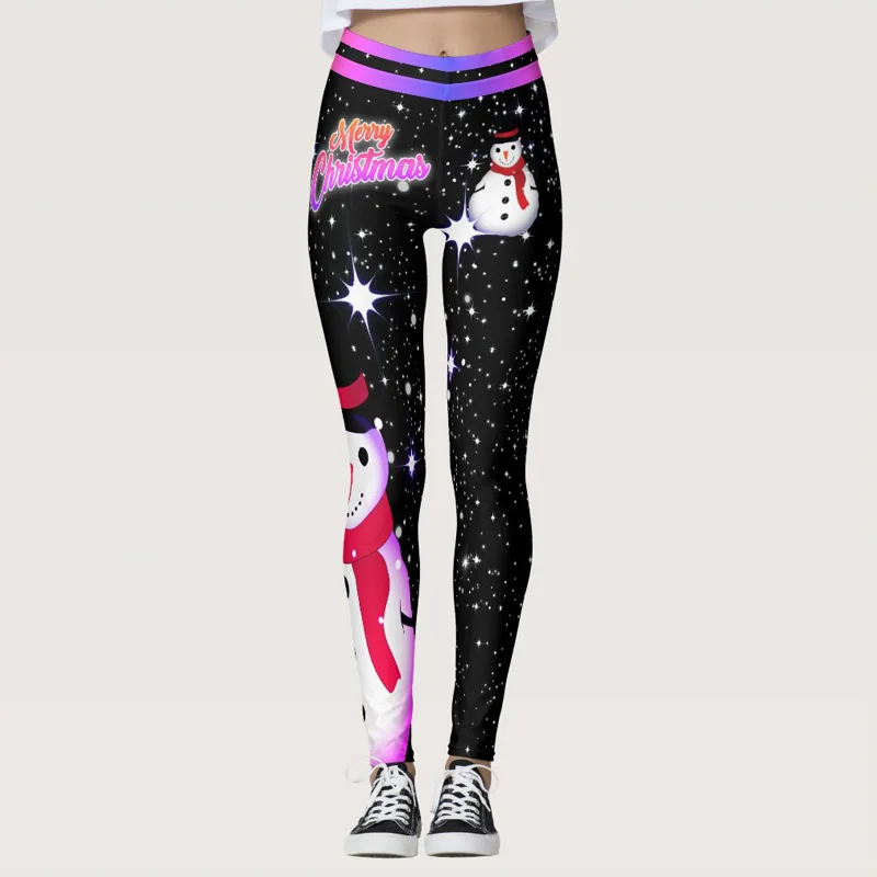 

Women Seamless Yoga Pants Leggings Tights High Waist Leggins Mujer Workout Christmas Santa Claus Print Female Stretchy Yoga Pant