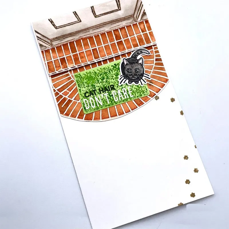 

Little Cat In Front O The Carpet Metal Cutting Dies And Stamp DIY Scrapbooking Craft Embossing Stencil Spring series