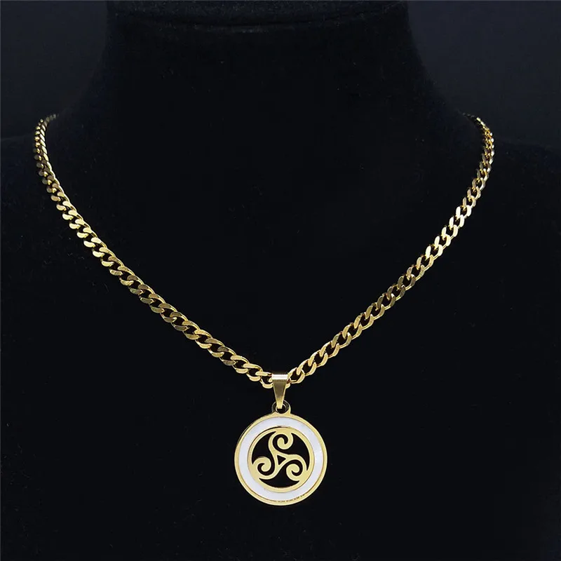 

Stainless Steel Shell Viking Vortex Pendants Necklaces Women Gold Color Chain Necklaces Jewelry cadenas mujer NXHYB210S05