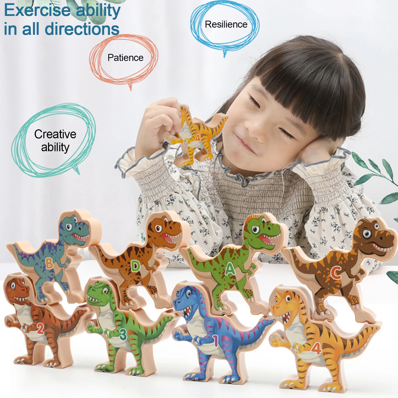 

Dinosaur Balance Game DIY Building Blocks Smooth Stacking Early Educational Toys Decorations Christmas Home Ornaments Toy Gifts