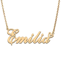 love heart emilia name necklace for women stainless steel gold silver nameplate pendant femme mother child girls gift