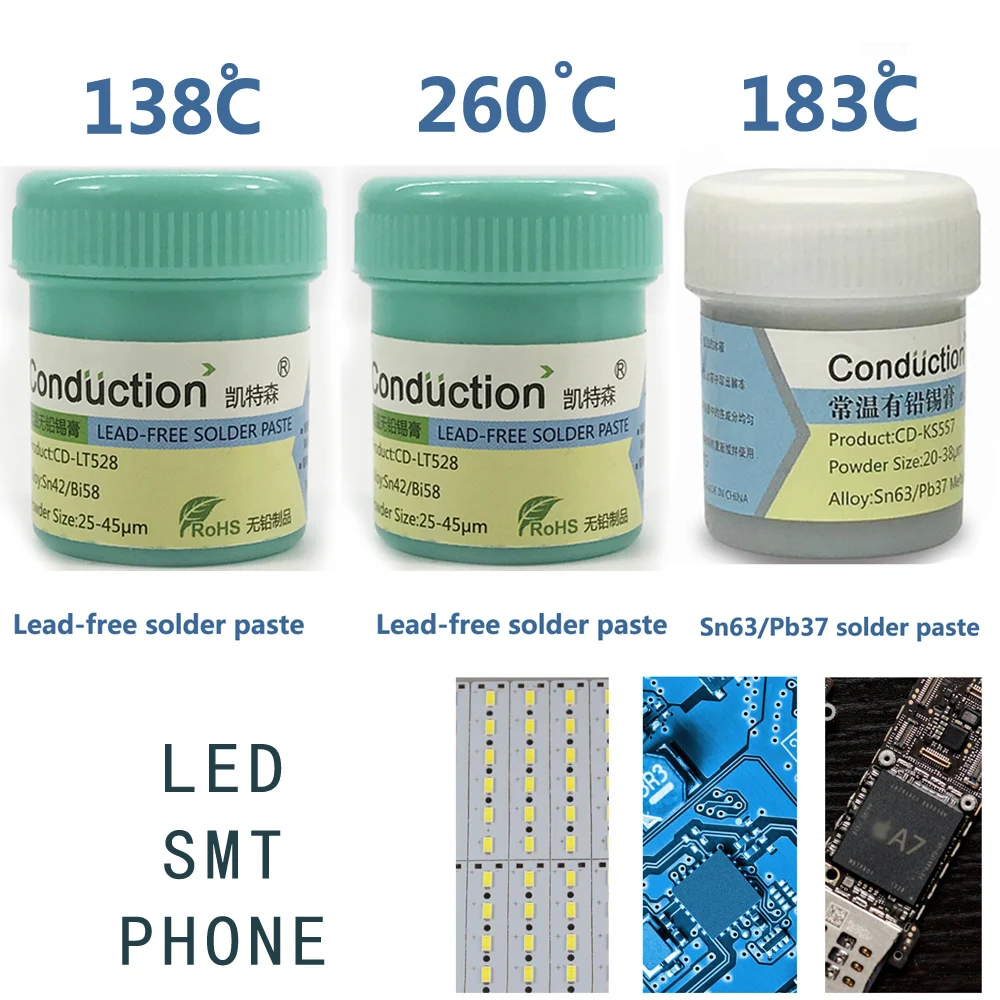 Pasta de soldadura sin plomo, mantenimiento de estaño para iPhone BGA 138 183 260 grados, protección ambiental, estaño, CPU, tin30g