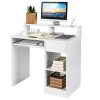 costway computer desk writing table study workstation home office wdrawer white hw63331wh