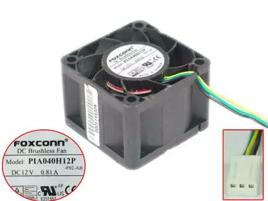 Foxconn PIA040H12P F02 AB Сервер охлаждающий вентилятор DC 12V 0.81A 40x40x28 мм 3 провода|fan dc|square fanfan