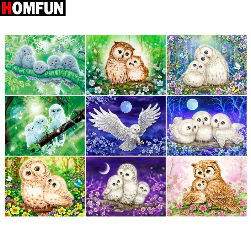 Алмазная живопись HOMFUN сова Лес Ночь вышивка крестиком фото на заказ алмазная