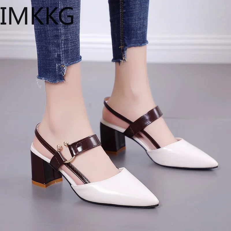 Новинка весенне-осенние привлекательные грубые босоножки на высоком каблуке