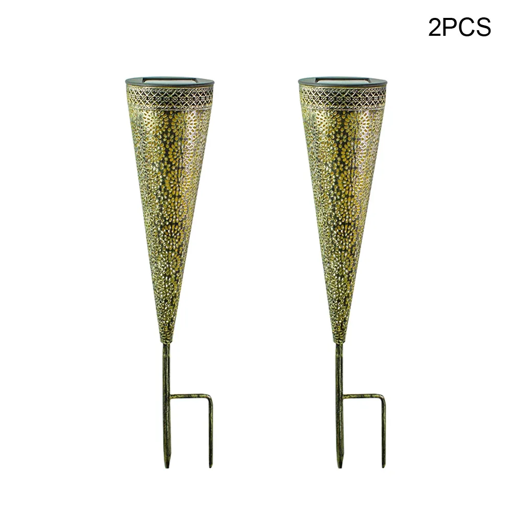 

2pcs Lawn Patio Yards Waterproof LED Ground Rustproof Driveway Home Decor Outdoor Garden Stakes Solar Pathway Light Walkway Iron