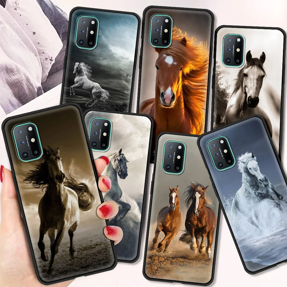 

Horse Luxury Silicone Case for Oneplus 8 8T 7 7T Nord Z Pro 5G Shockproof Soft TPU Phone Coque Capa Shell