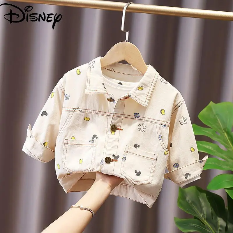 

Модный весенне-осенний милый кардиган Disney с мультяшным Микки-Маусом, простая повседневная универсальная Детская куртка, куртка