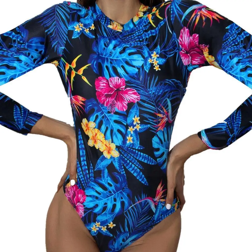 Женский купальник с длинным рукавом одежда для плавания принтом сыпи серфинга