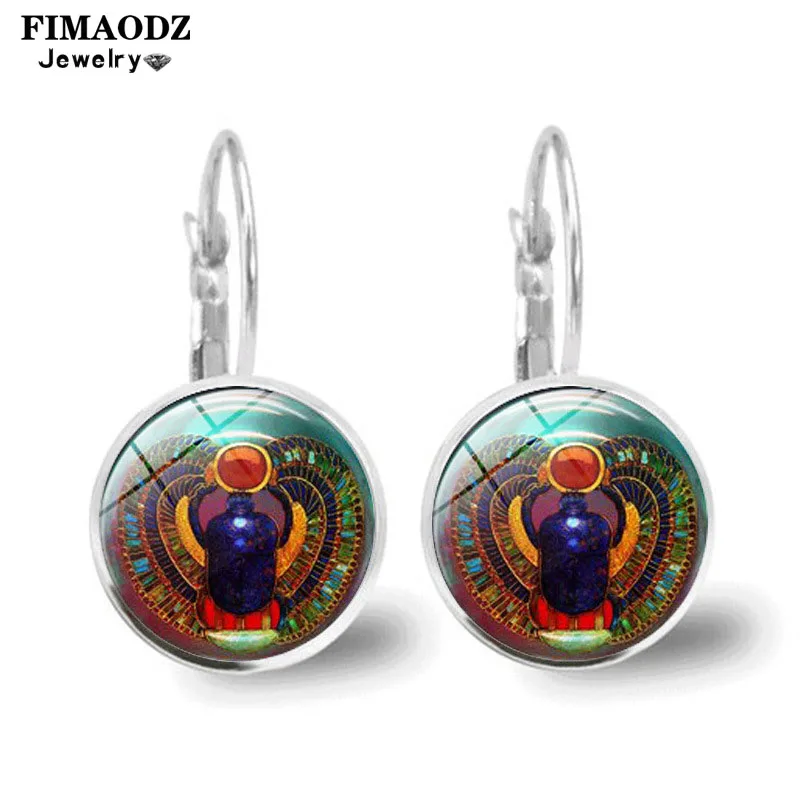 FIMAODZ старое египетское призрачное стекло круглые серебряные бронзовые серьги