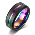 Новинка 2022, черное обручальное кольцо KOtik из карбида вольфрама для мужчин и женщин, обручальные кольца, радужные украшения из углеродного волокна
