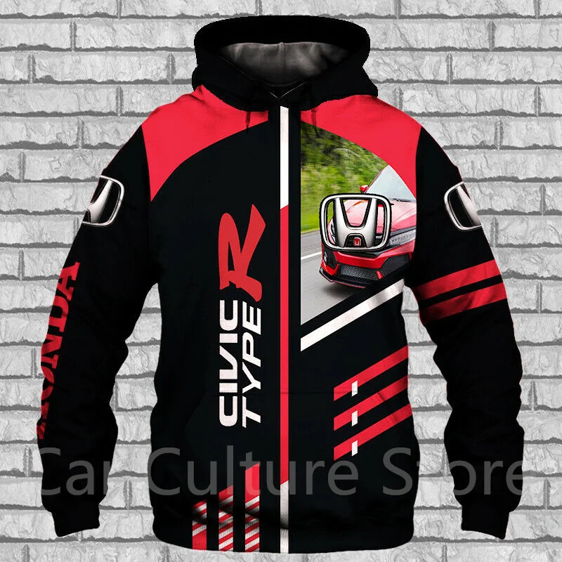 

New Honda Civic R Men's Hoodie 3D Printed Sweatshirt High Quality Men's Jacket Harajuku Top Sportswear Oversized Streetwear