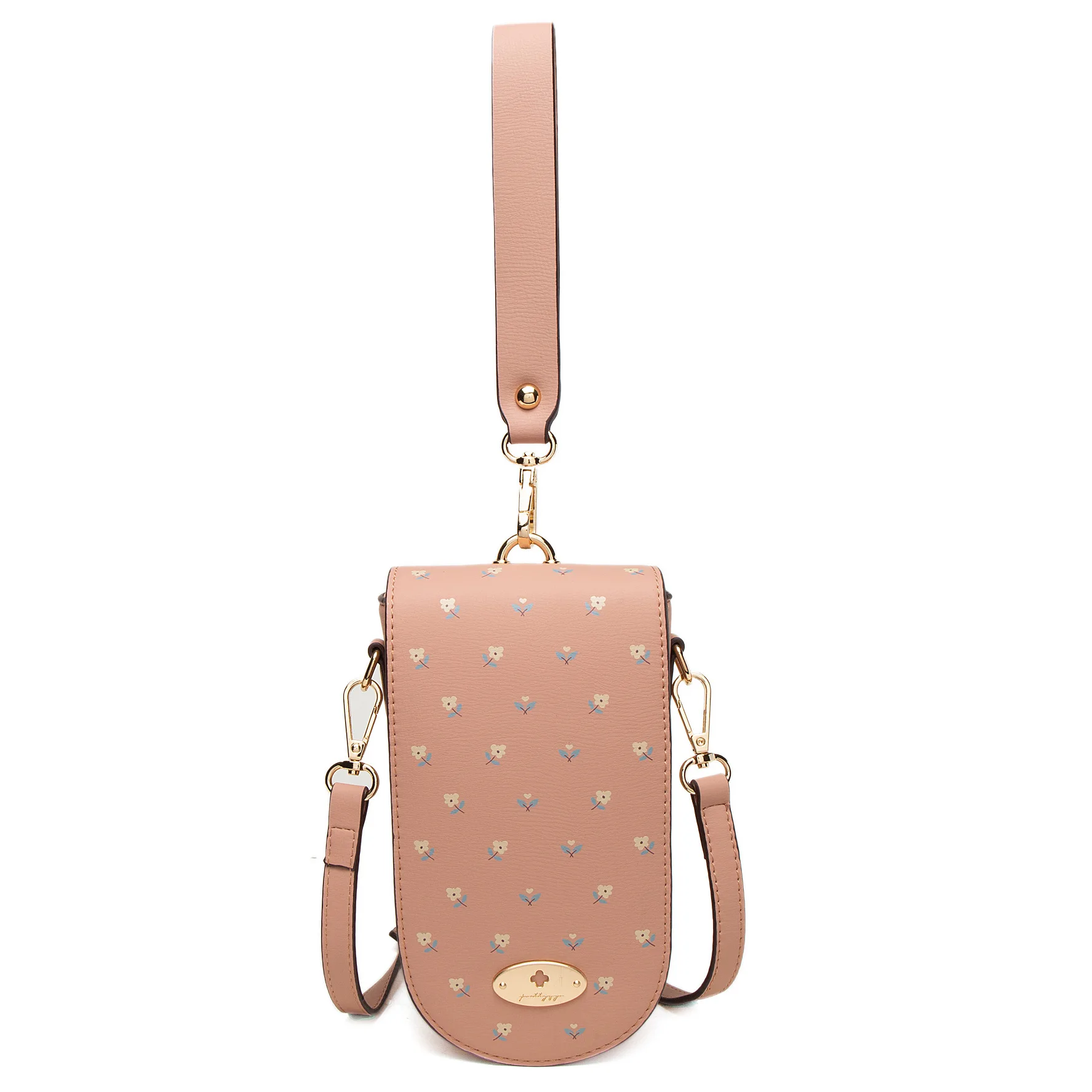 Women Cell Phone Purse Floral High Capacity Wallet Pu Leather Shoulder Strap Handbag Ladies Bag Package Cover Type Shoulder Bags