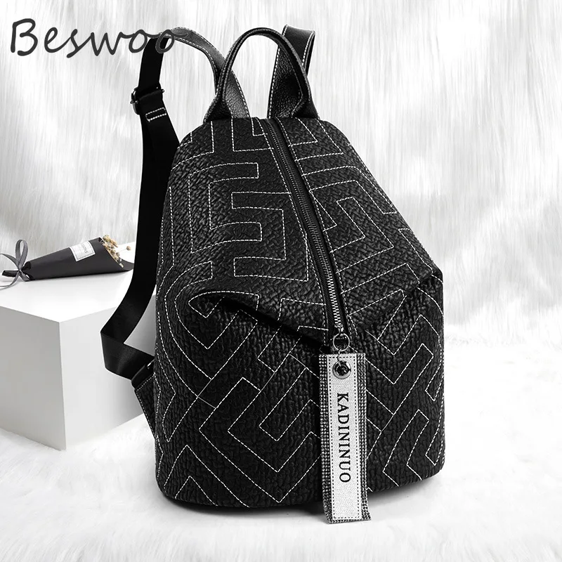 

Модный брендовый рюкзак для женщин, подходящие ко всему рюкзаки из натуральной кожи для девочек, черные вместительные дорожные сумки, женск...
