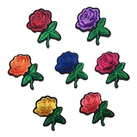 1 pcs rose flower floral iron on patches sewing embroidered applique for jacket clothes stickers badge diy apparel accessories