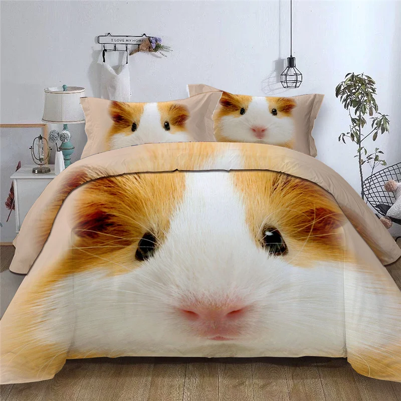 

3D Pet Animal Duvet Cover Set Domesticated Guinea Pig Bedding Set Cute Bed Linens For Children Boys Girl Bedclothes