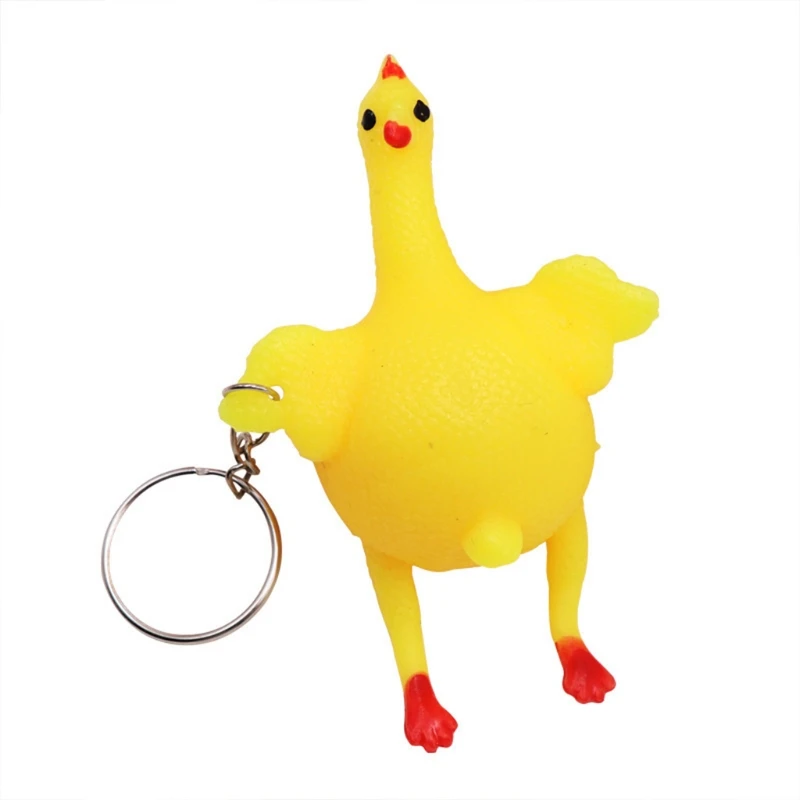 

Fidget Toy Squeeze Laying Egg Keychain Stress Reducer Decompression Toy Anxiety Relief Keyrings Novelty Vent Anger Toys