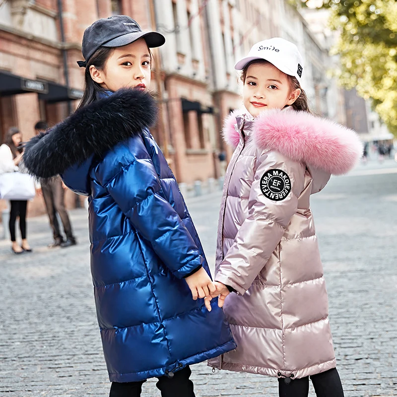 Fashion Children's Down Jacket Warm Waterproof Girl Parkas Coat Fur Kid Teenager Thickening Outerwear For Winter -30degree | Мать и