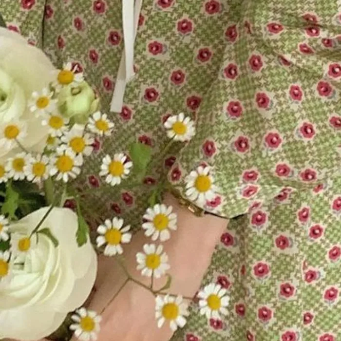 

Korean Chic French Minority Spring and Autumn Elegant Loose Slimming Mid-Length Peter Pan Collar High Waist Floral Dress