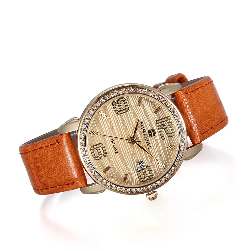 Новое поступление женские часы со стразами модные роскошные с золотым кожаным