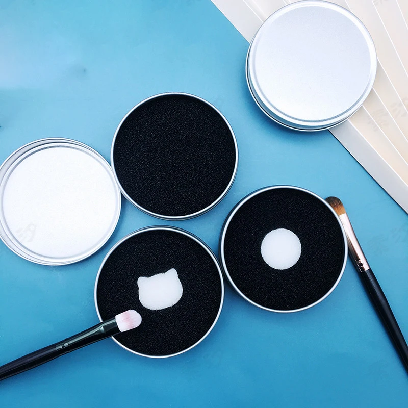 Коробка для чистки кистей макияжа щетка теней век быстросохнущая губка коробка