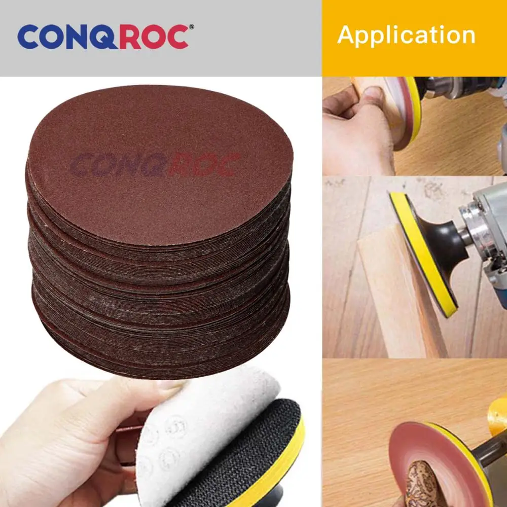 100 штук 150 мм 6 дюймовые шлифовальные диски Крюк Петля Шлифовальные бумаги