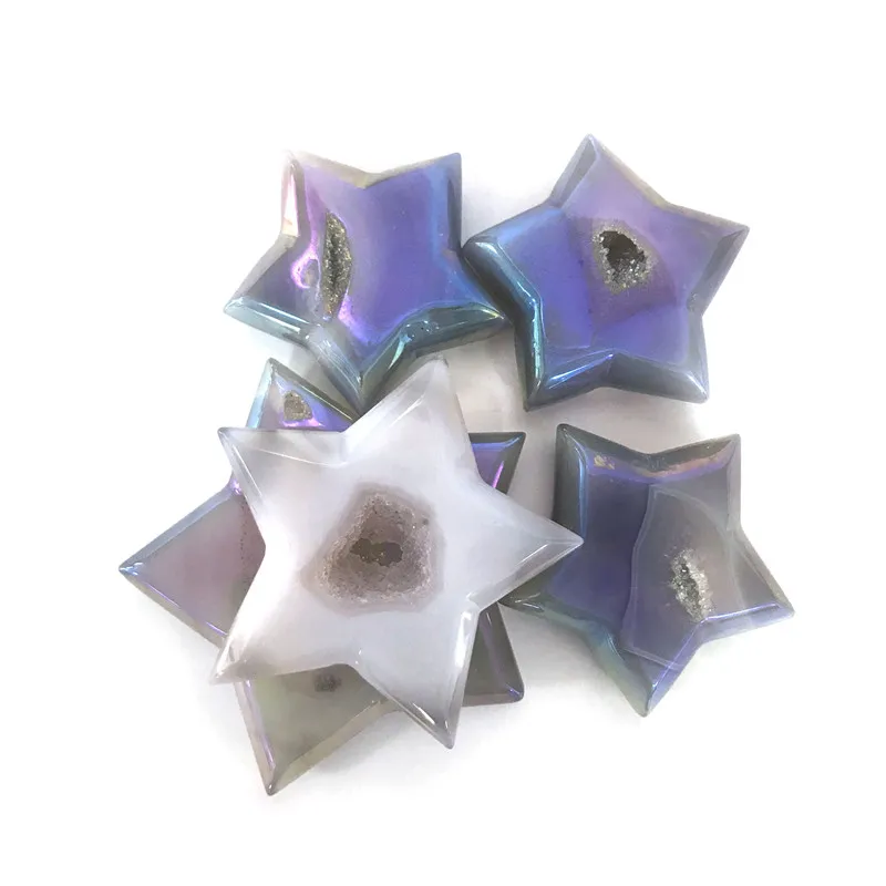 Красивая Дешевая цена натуральный агат геодный кристалл звезды ремесло