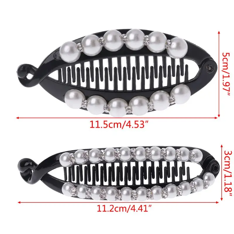 

Women Pearl Rhinestone Banana Hair Clips Claws for Lady Fashion Elegant Party Barrettes Hair Accessories